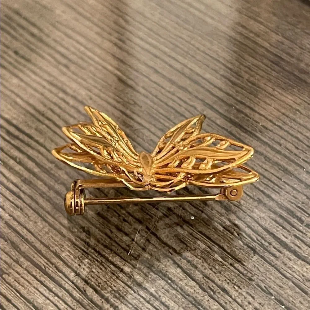 Vintage Gold-tone NAPIER Filigree Butterfly Pin - Brooch